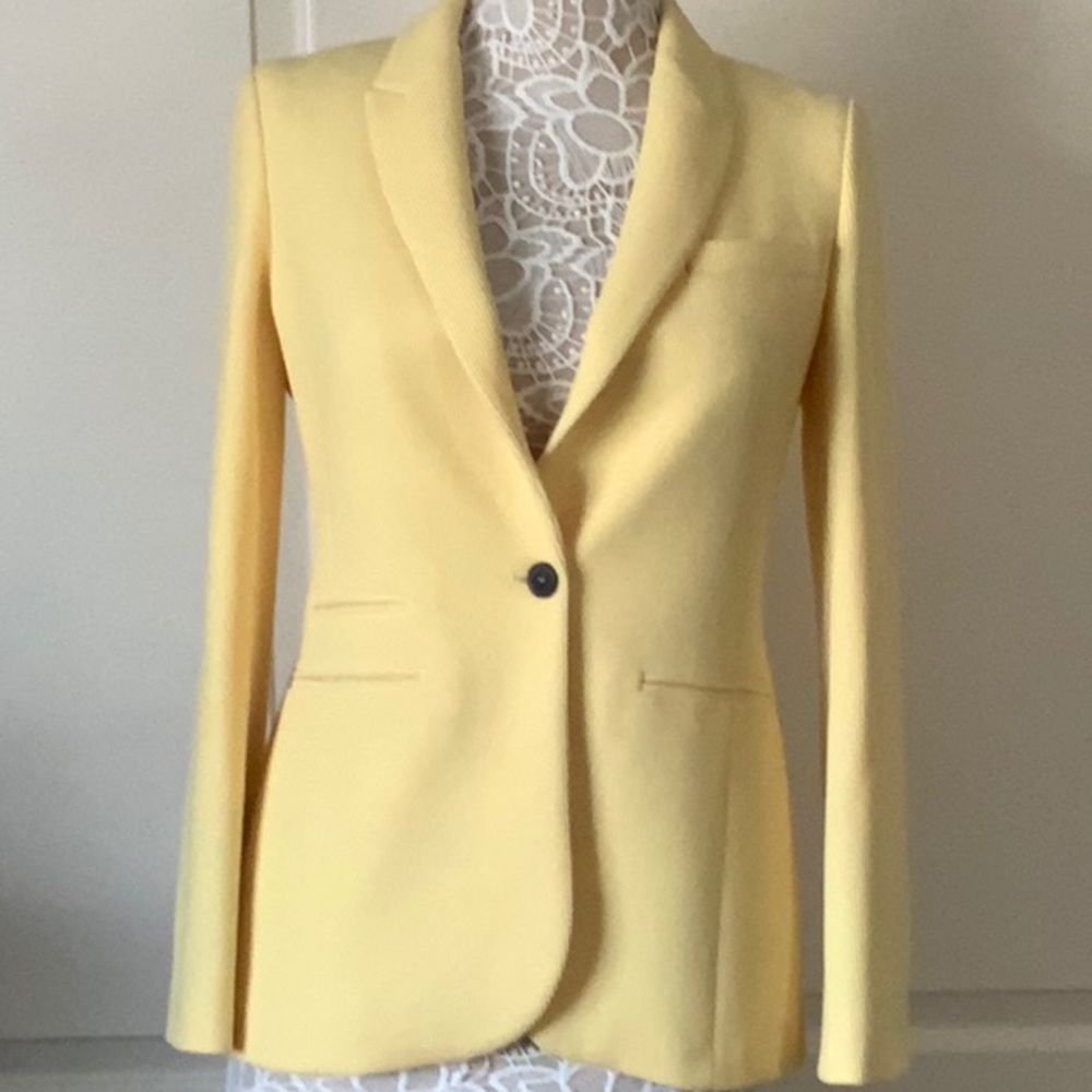 Zara Yellow Textured Knit SingleButton Blazer Sz S